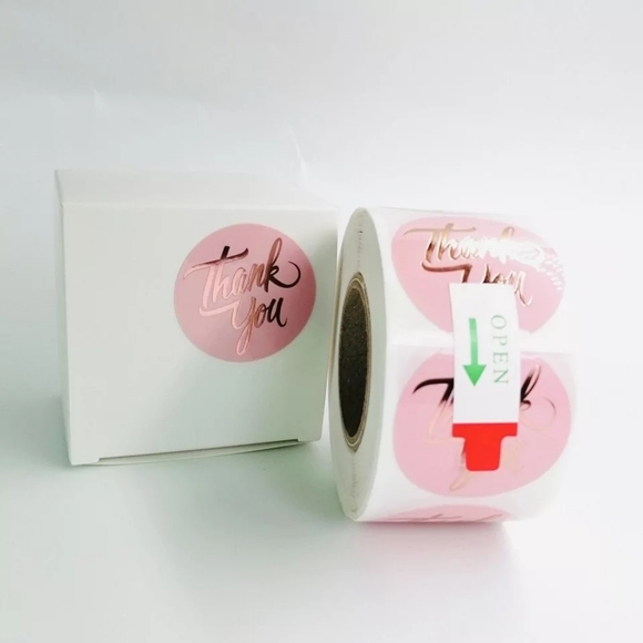 Brand New  Thank You pink circle sticker 500pcs - Picture 4 of 5